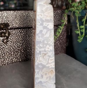 Rare white druzy agate tower #26